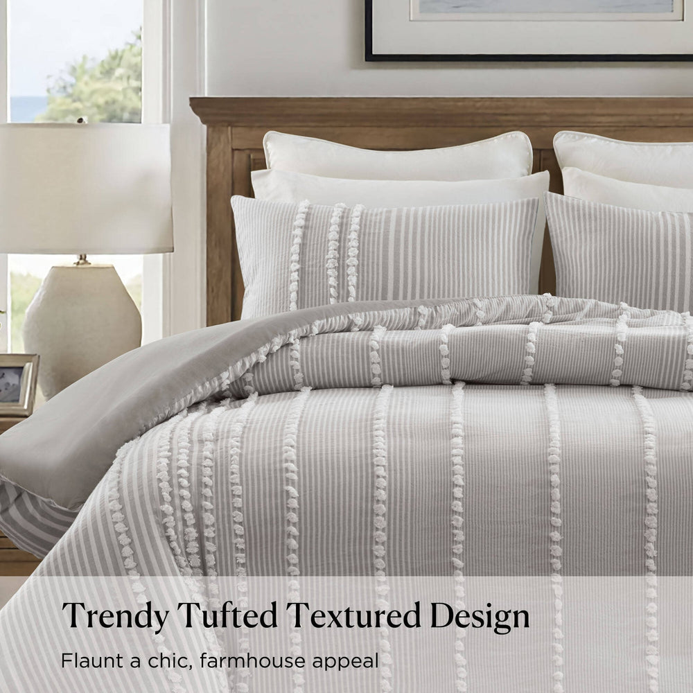 3- Piece King Cotton Yarn Dyed Duvet Cover Set Media 6