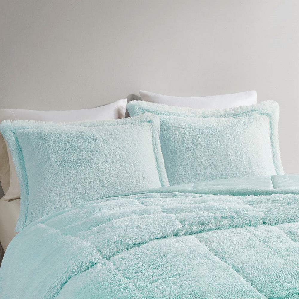 Twin/Twin XL Ombre Shaggy Long Fur Comforter Mini Set Media 6