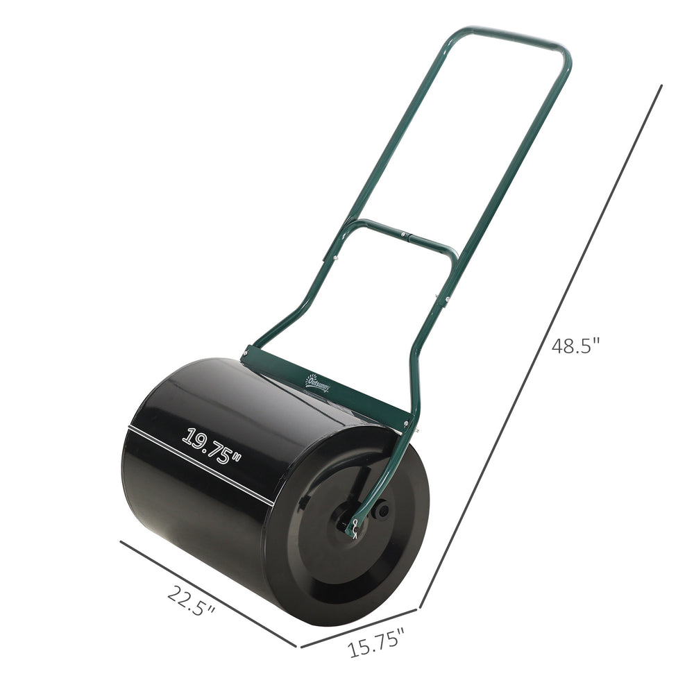 Outsunny 20-Inch Push/Tow Behind Lawn Roller Filled with 16 Gal Water or Sand, Perfect for Flattening Sod in the Garden Media 3