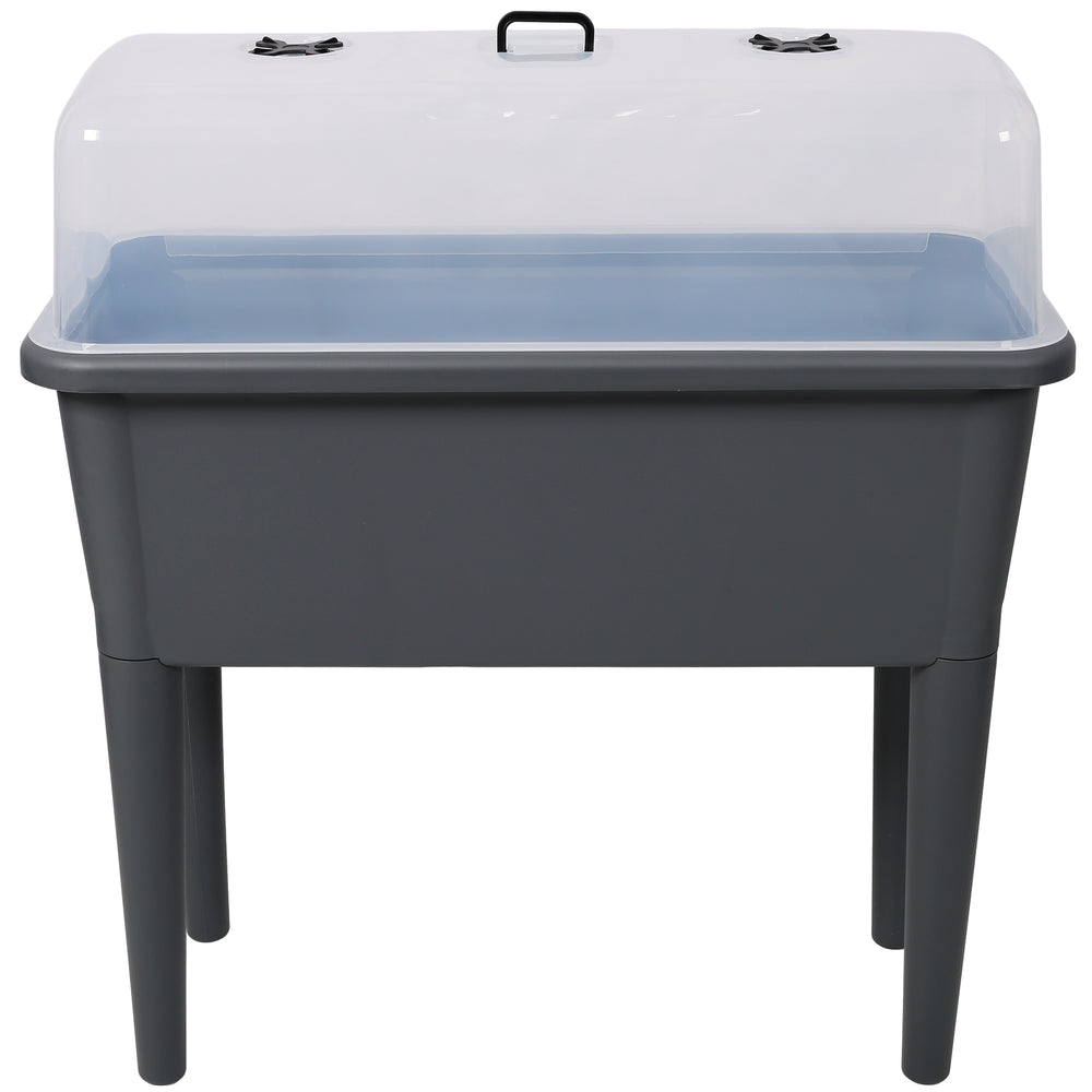 2 PCS Raised Garden Bed with Ventilated Transparent Greenhouse Lid, Elevated Planter Box with Removable Legs for Vegetables & Flowers, Deep Gray Media 2