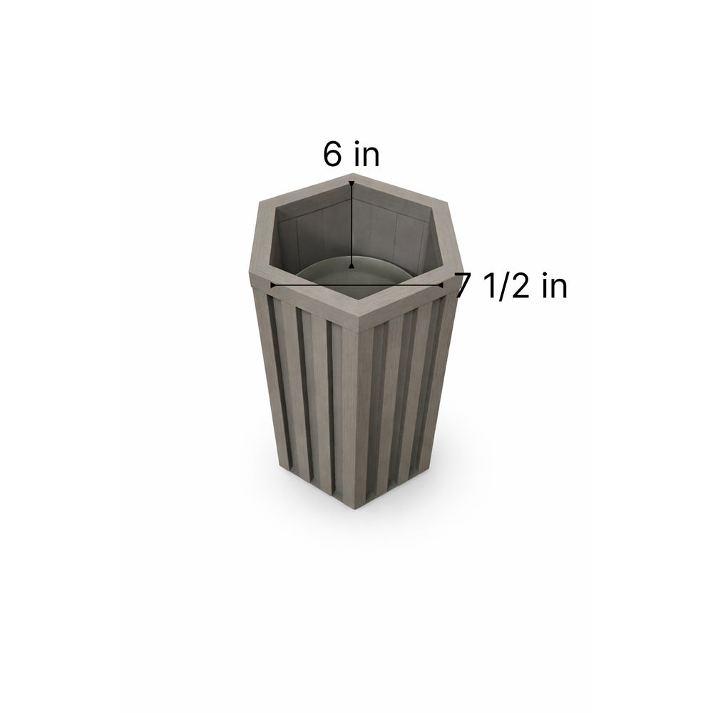 Hexagon Column Planter SM - Grey Brown Media 7