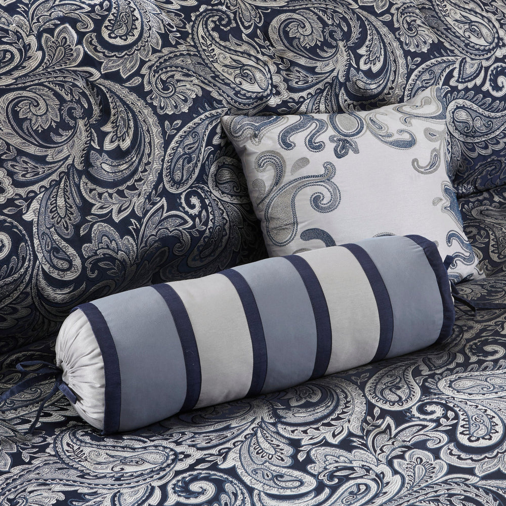 12 Piece Comforter Set with Cotton Bed Sheets Navy Cal King Media 18
