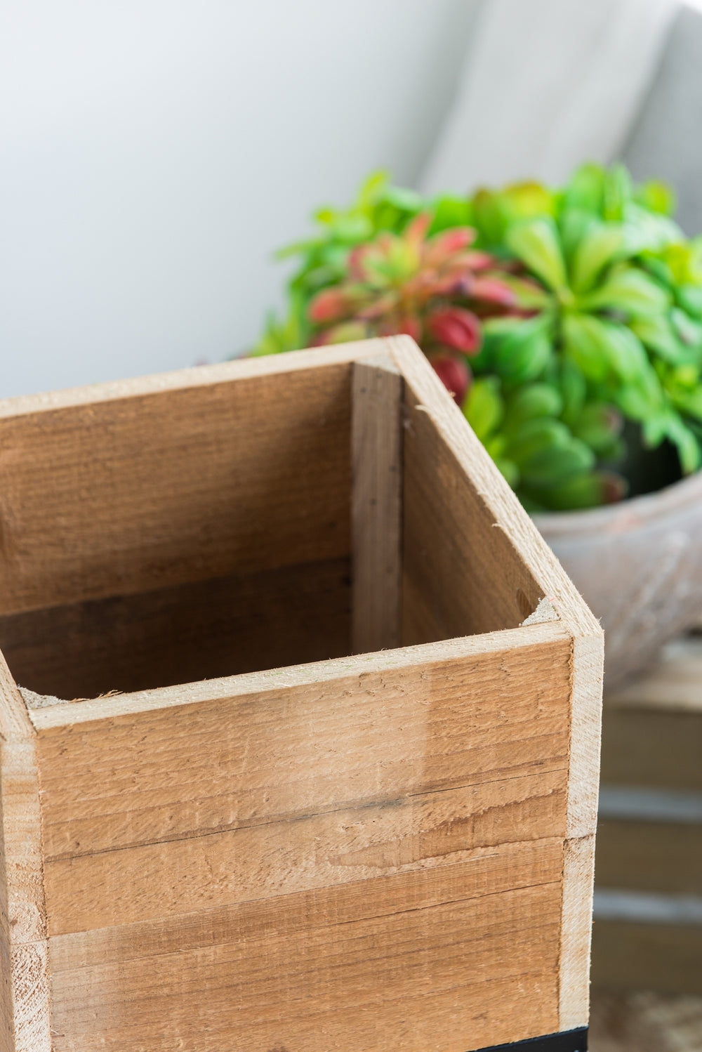Set of 2 Reclaimed Wooden Box With Black Iron Stand, L:11x11x29.5' S:8.5x8.5x21.5' Media 9