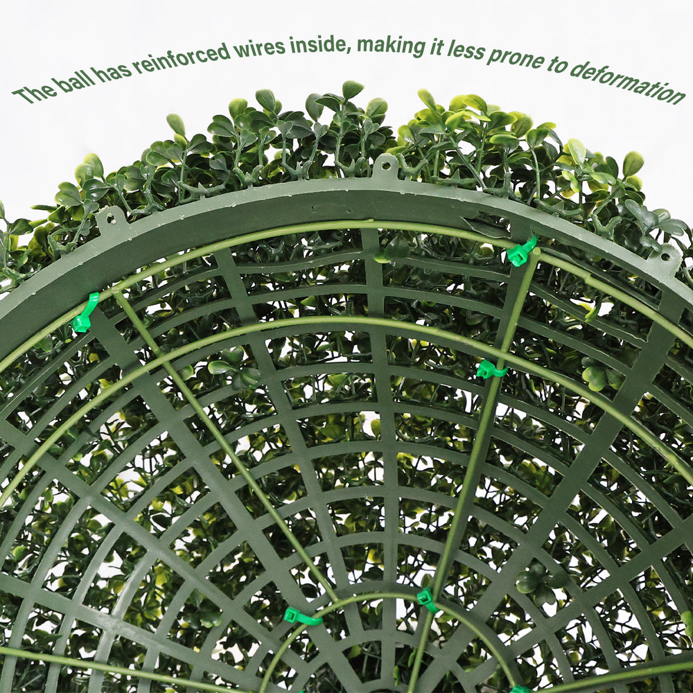 18.5IN dark Artificial Topiary Balls Outdoor Faux Boxwood Decorative Green Spheres for Garden Front Porch Patio Planter Decoration, 2pcs/set Media 6