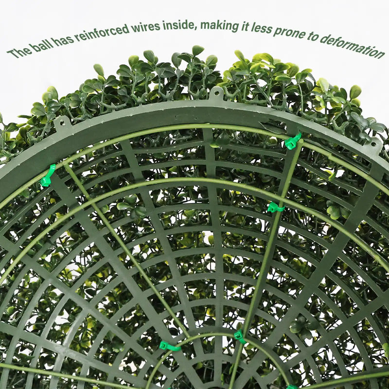 18.5IN dark Artificial Topiary Balls Outdoor Faux Boxwood Decorative Green Spheres for Garden Front Porch Patio Planter Decoration, 2pcs/set
