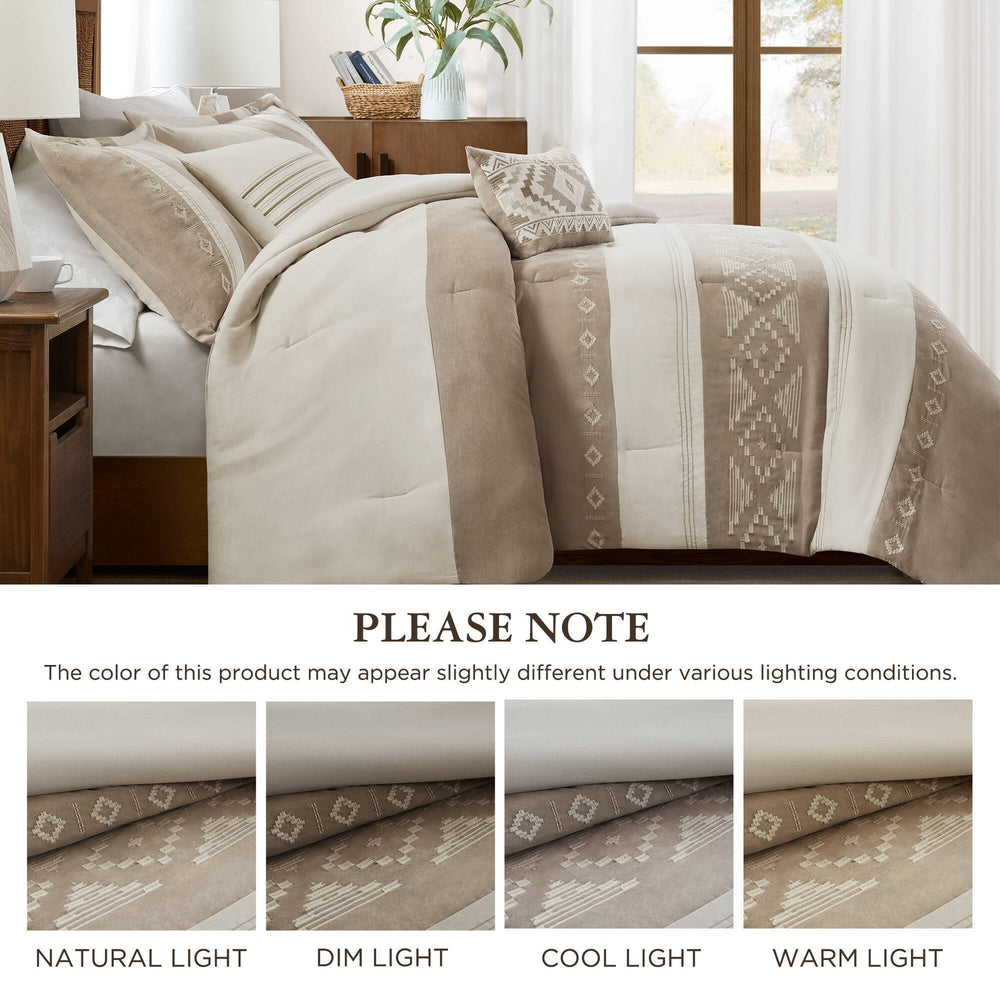 5-Piece Full/Queen Comforter 5pcs Set,Taupe Media 5