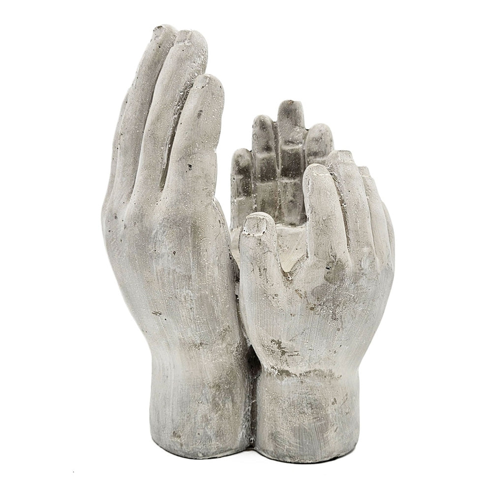 Set of 2 6x6x9' Accepting Hands Accent Cement Hand Decor Media 6