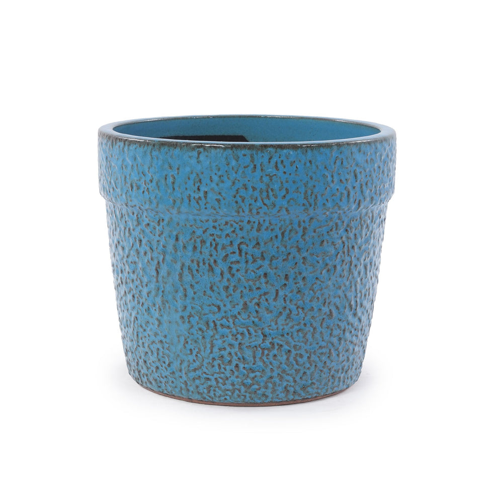 Handmade Ceramic Planter Set of 3, 15/12/9 Inch Diameter, Blue Textured Pattern, for Succulents & Indoor Plants, Windowsill & Bookshelf Use, Breathable Clay Media 8