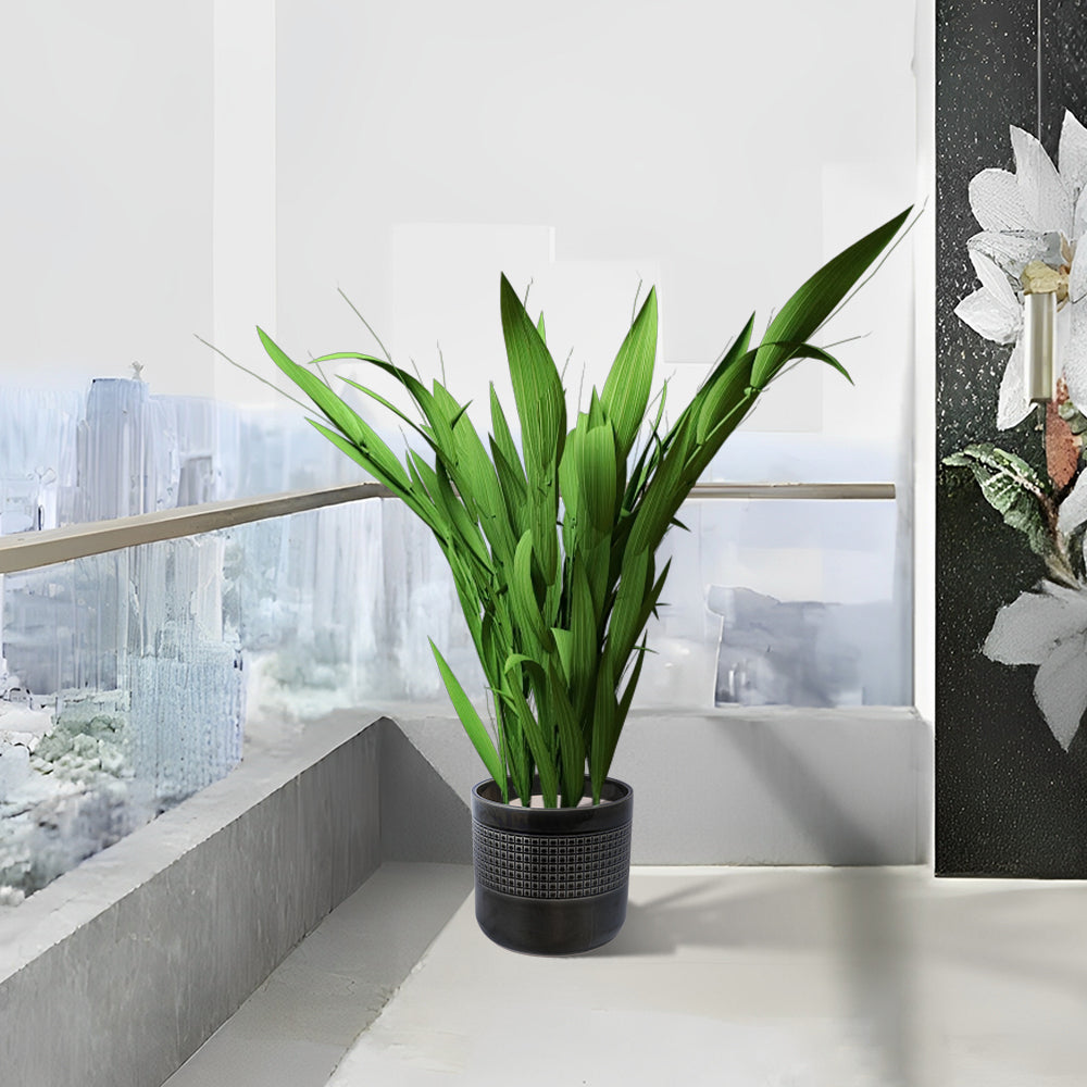 Handmade Black Glazed Ceramic Planter Set of 3, 9' 7' 6' Diameter, Grid Pattern, for Succulents & Cacti Indoor/Outdoor Shelf & Table Use, Porous Clay with Drainage Holes Media 3