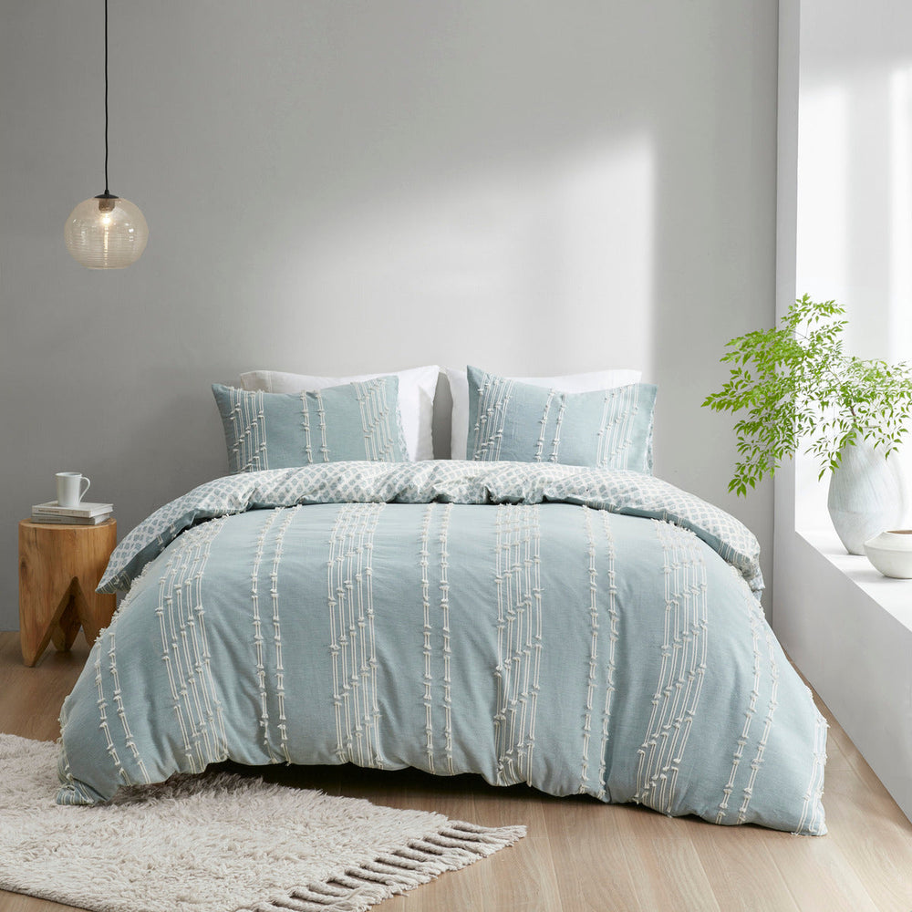 King/Cal King 3 Piece Cotton Jacquard Duvet Cover Set Media 15