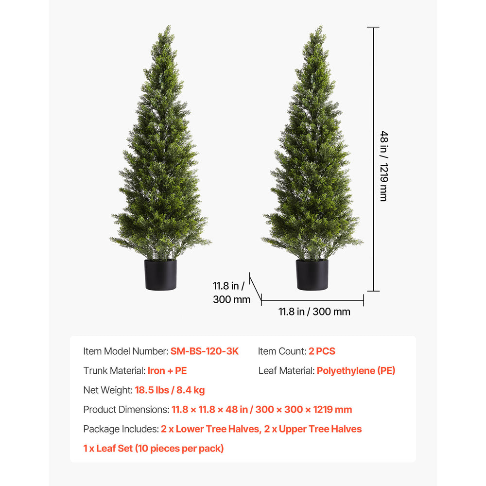 Artificial Topiary Cedar Trees, 48 inch 2 Set Faux Pine Shrubs Plants, Fake Silk Tree Look Real, Easy Assembly for Decor Front Porch Outdoor Patio Garden Balcony Backyard Indoor Office Media 6