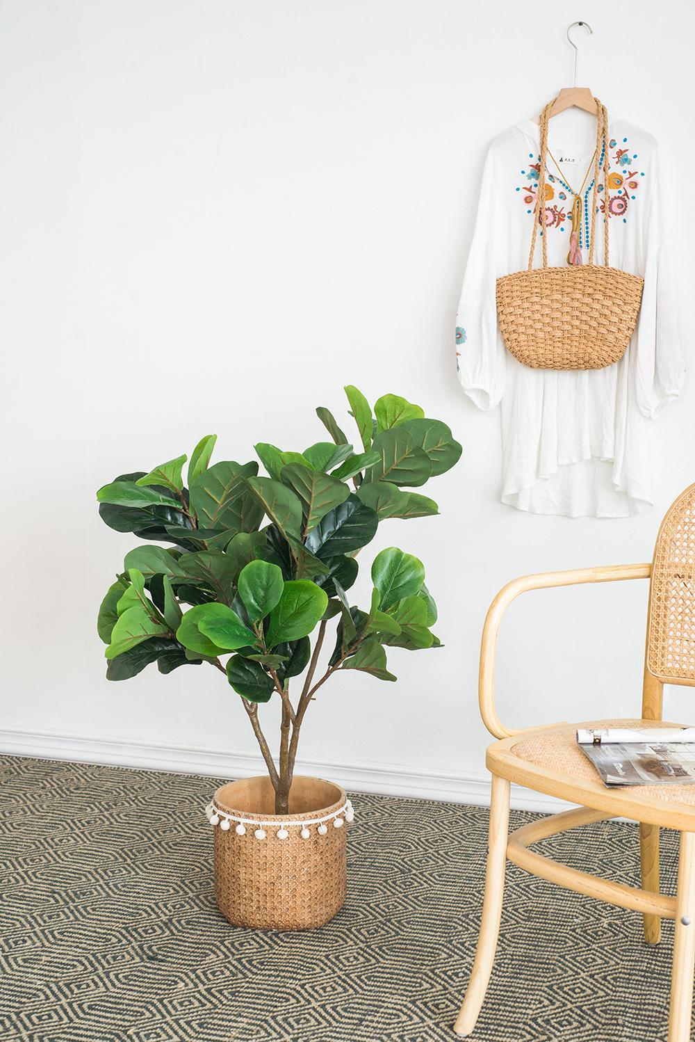 16.5x21x41.5'H Fiddle Fig Leaf Tree, 80 Leaves Media 4