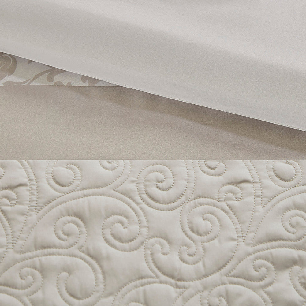 Embroidered 8 Piece Comforter Set Neutral Queen Media 4