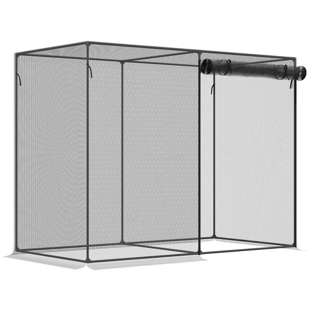 Outsunny 6' x 3' Crop Cage, Plant Protection Tent with Zippered Doors for Vegetable Garden, Backyard, Black Media 1