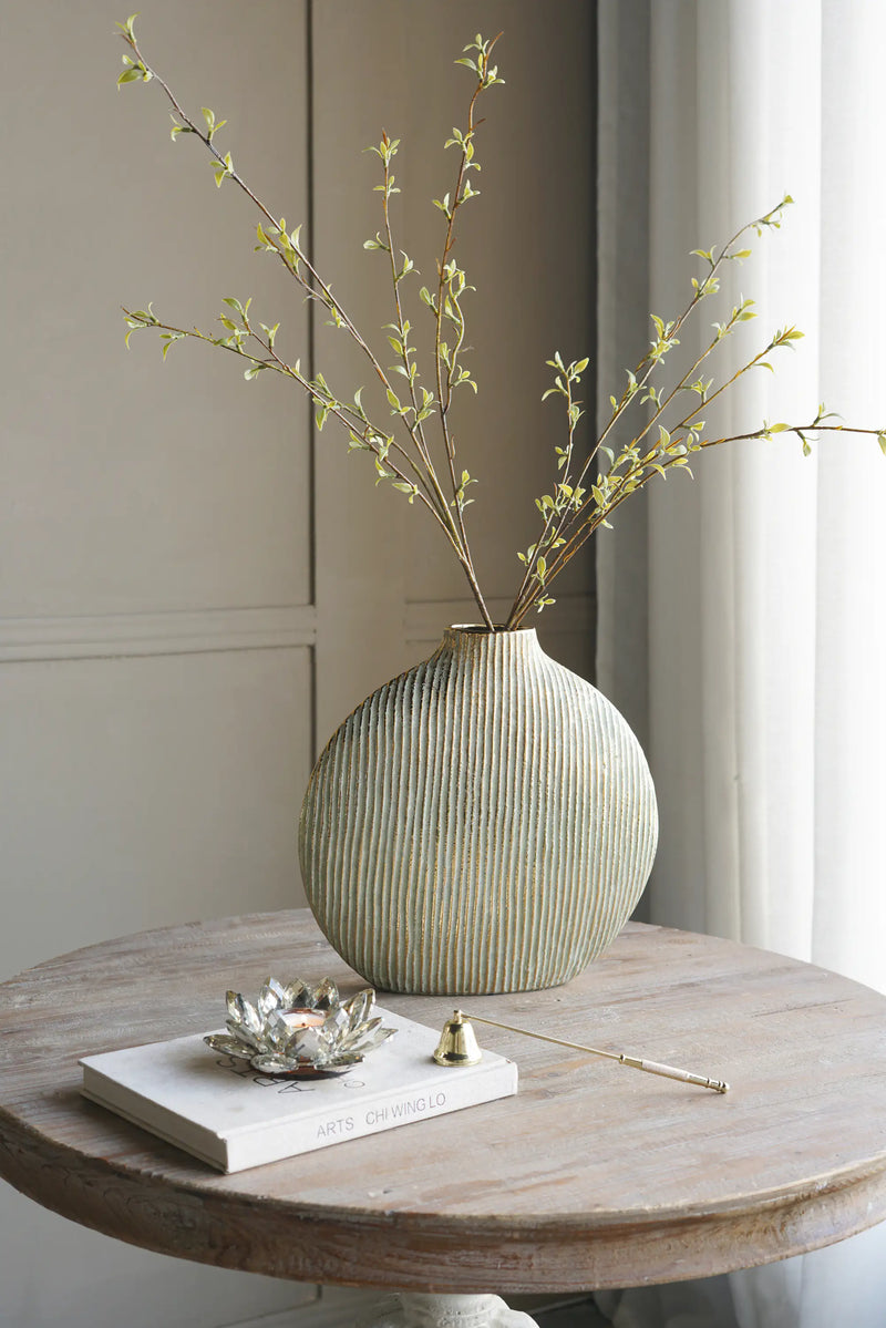 Ceramic Accent Vase with Vertical Ribbed Texture