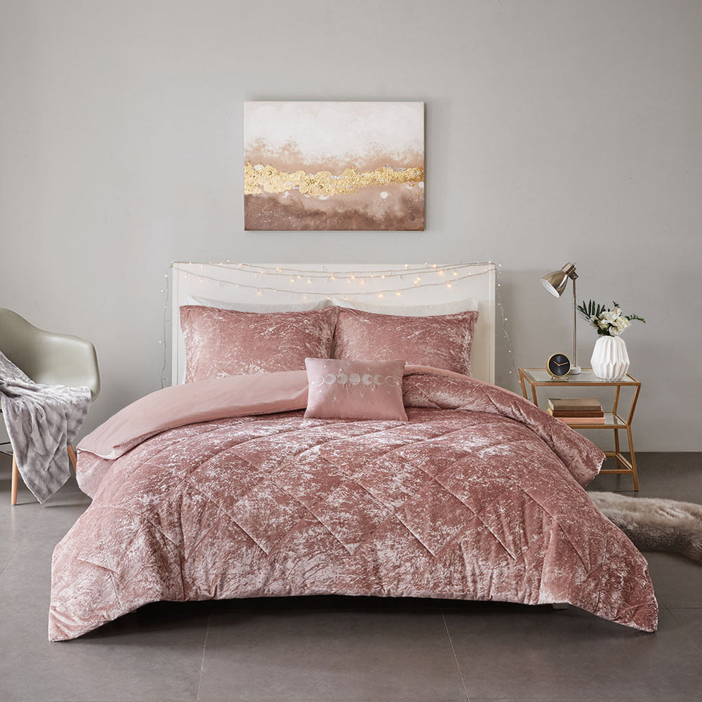 Full/Queen Velvet Duvet Cover Set with Throw Pillow Media 11