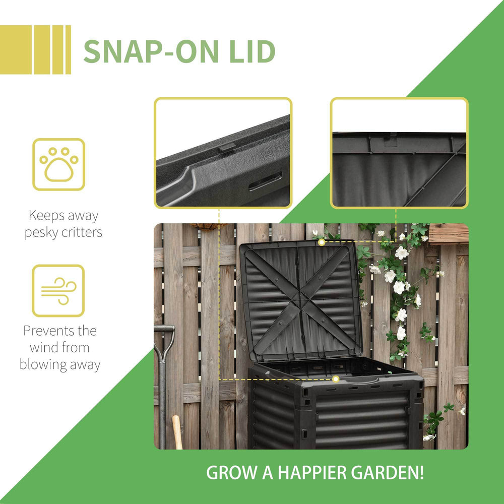 Outsunny Garden Compost Bin 80 Gallon Outdoor Large Capacity Composter Fast Create Fertile Soil Aerating Box, Easy Assembly, Black Media 4