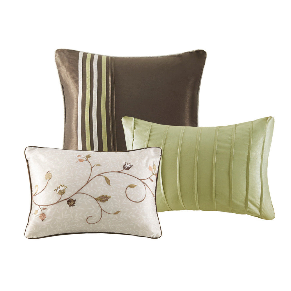 Embroidered 7 Piece Comforter Set Green Cal King Media 9
