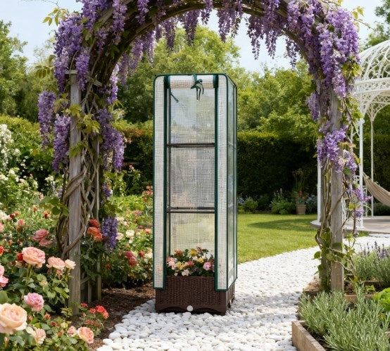 Portable Outdoor Plant Box,Garden Bed with Trellis,with Cover,Drainage Holes and Zipper Door Media 7