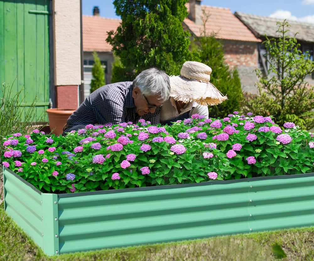 8x4x1 ft Galvanized Raised Garden Bed, Outdoor Planter Garden Boxes Large Metal Planter Box for Gardening Vegetables Fruits Flowers,Green Media 2