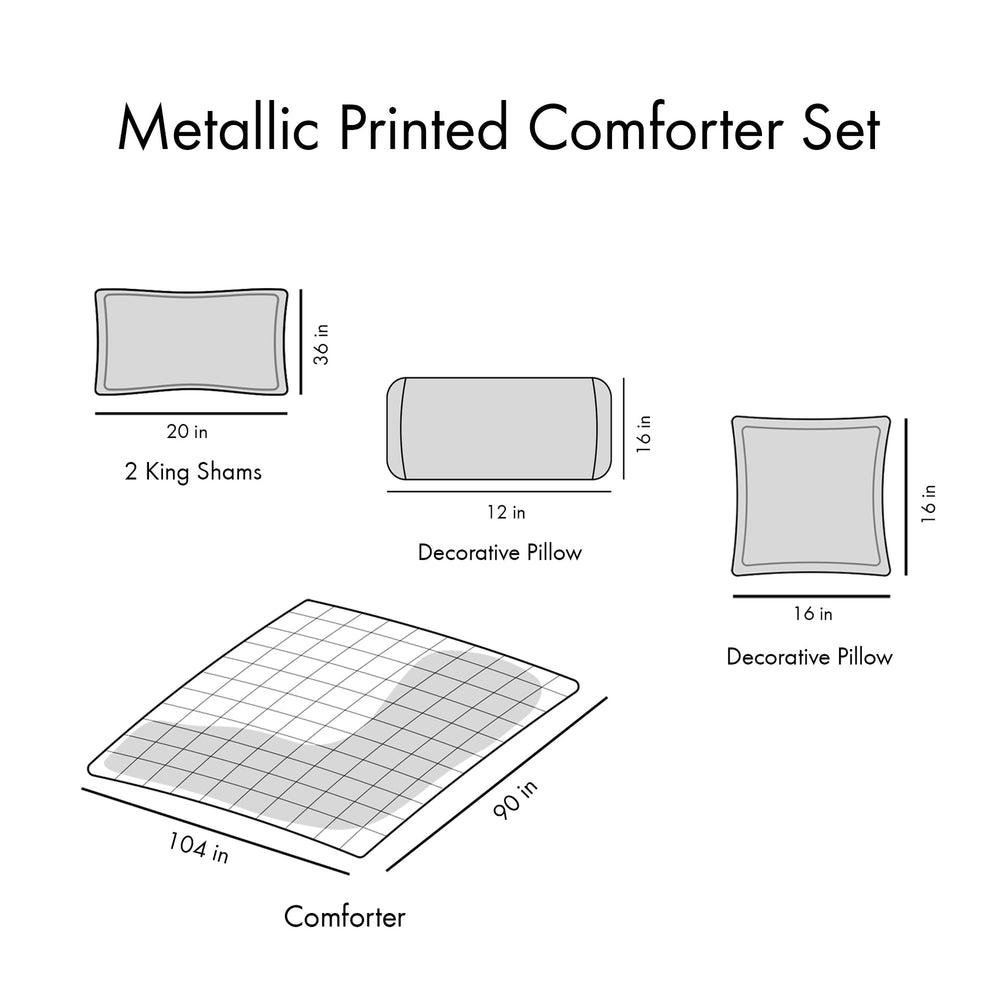King/Cal King Metallic Printed Comforter Set Media 14