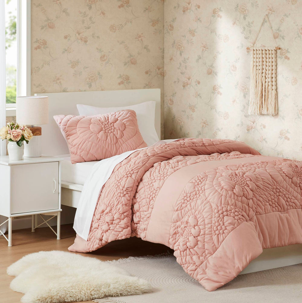2-Piece Twin Comforter Set,Pink Media 6