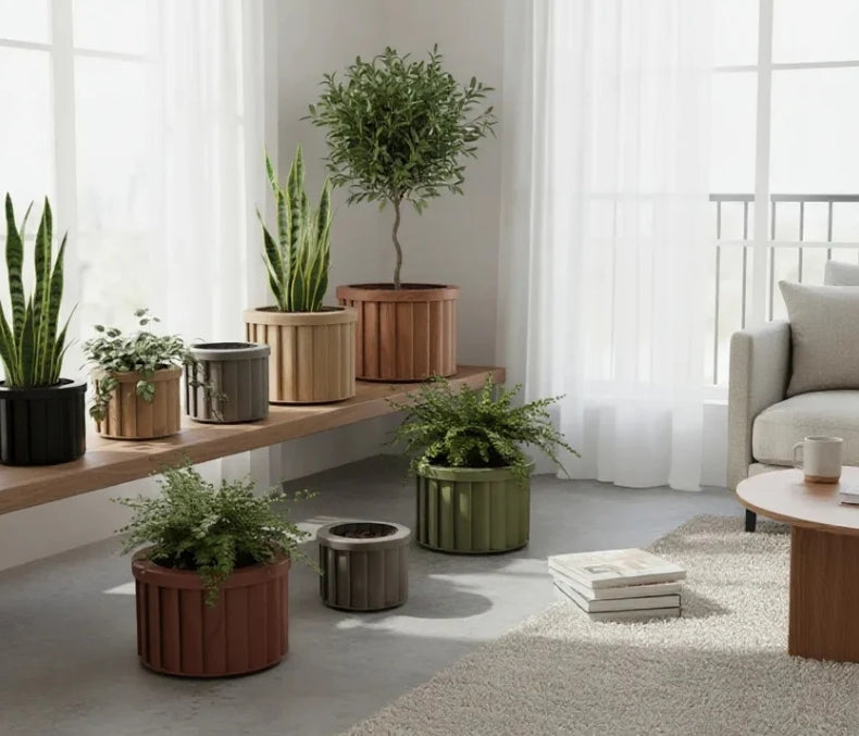Round Strata Planter SM - Medium Brown Media 6