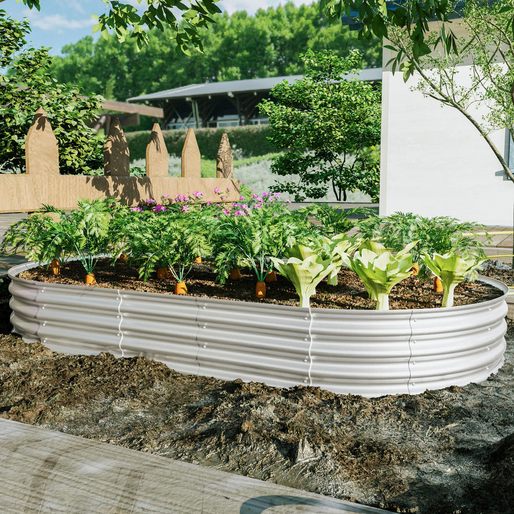 Heavy Duty Galvanized Raised Garden Bed Kit for Vegetables, Flowers & Herbs, Rust-Resistant, Easy Assembly, 8x4x1ft, Silver Media 5