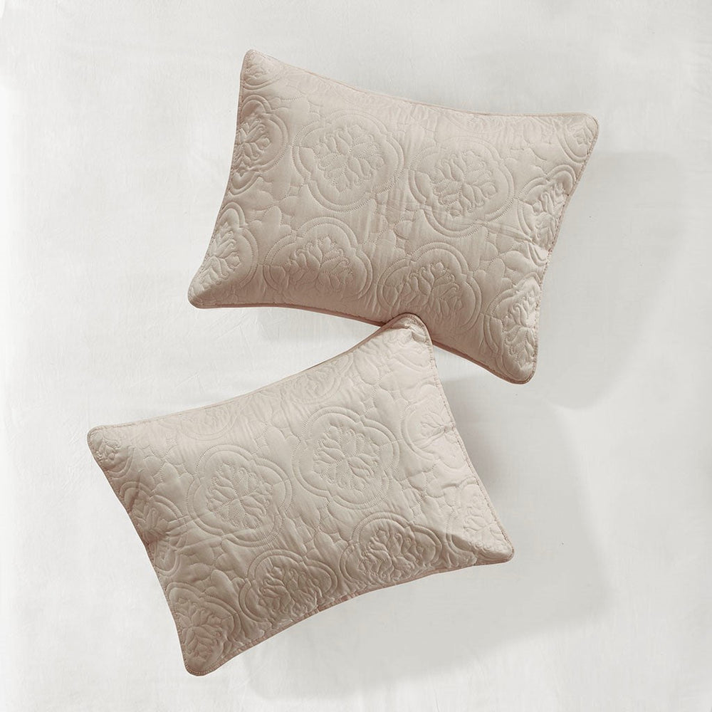 3 Piece Reversible Bedspread Set Khaki Full/Queen Media 8