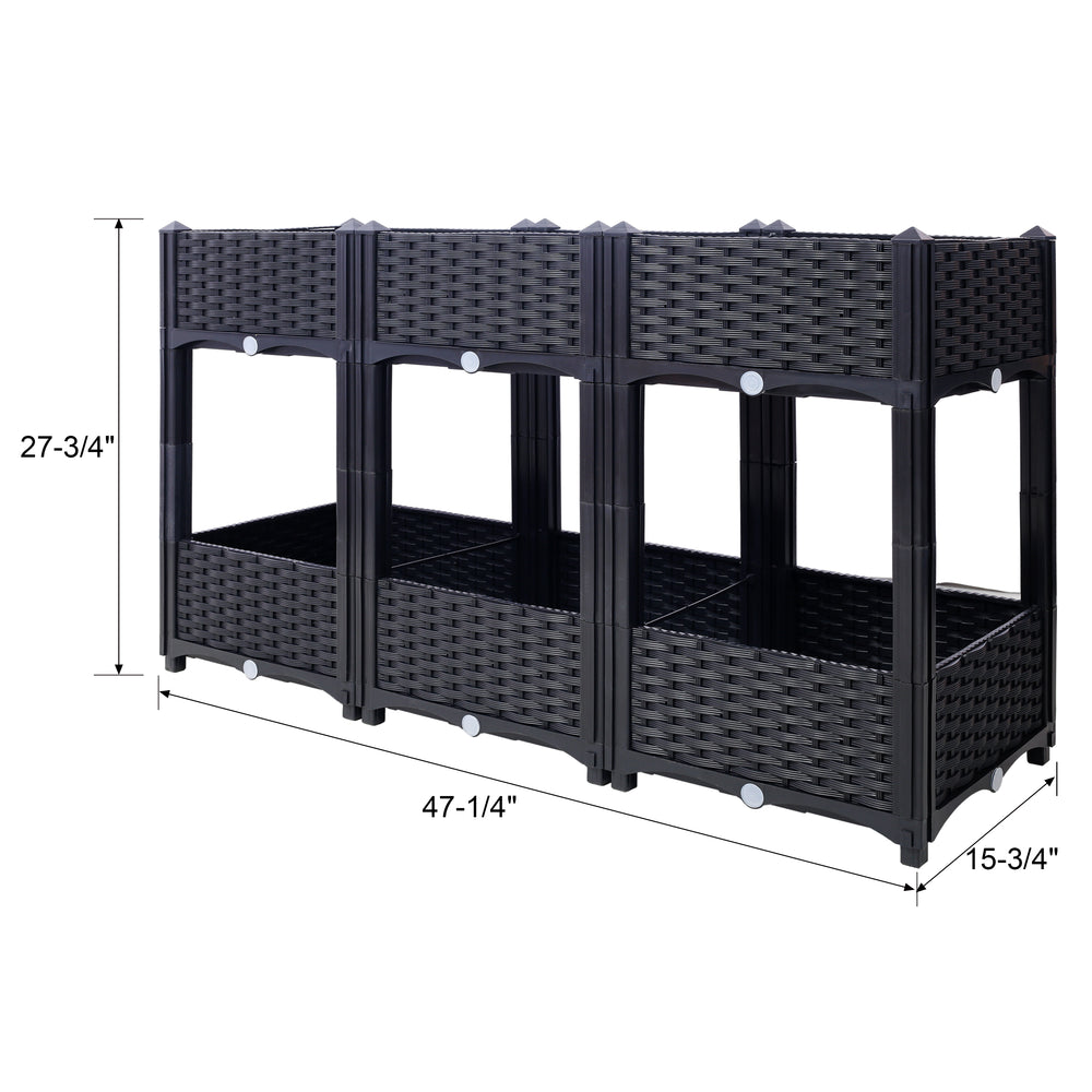 Planter Raised Beds - Elevated Planter Garden Box with Drainage Plug Raised Garden Beds for Vegetable/Flower/Herb Outdoor Standing Planter Beds Gardening Kit,Black,47.2'x15.7'x27.7' Media 11