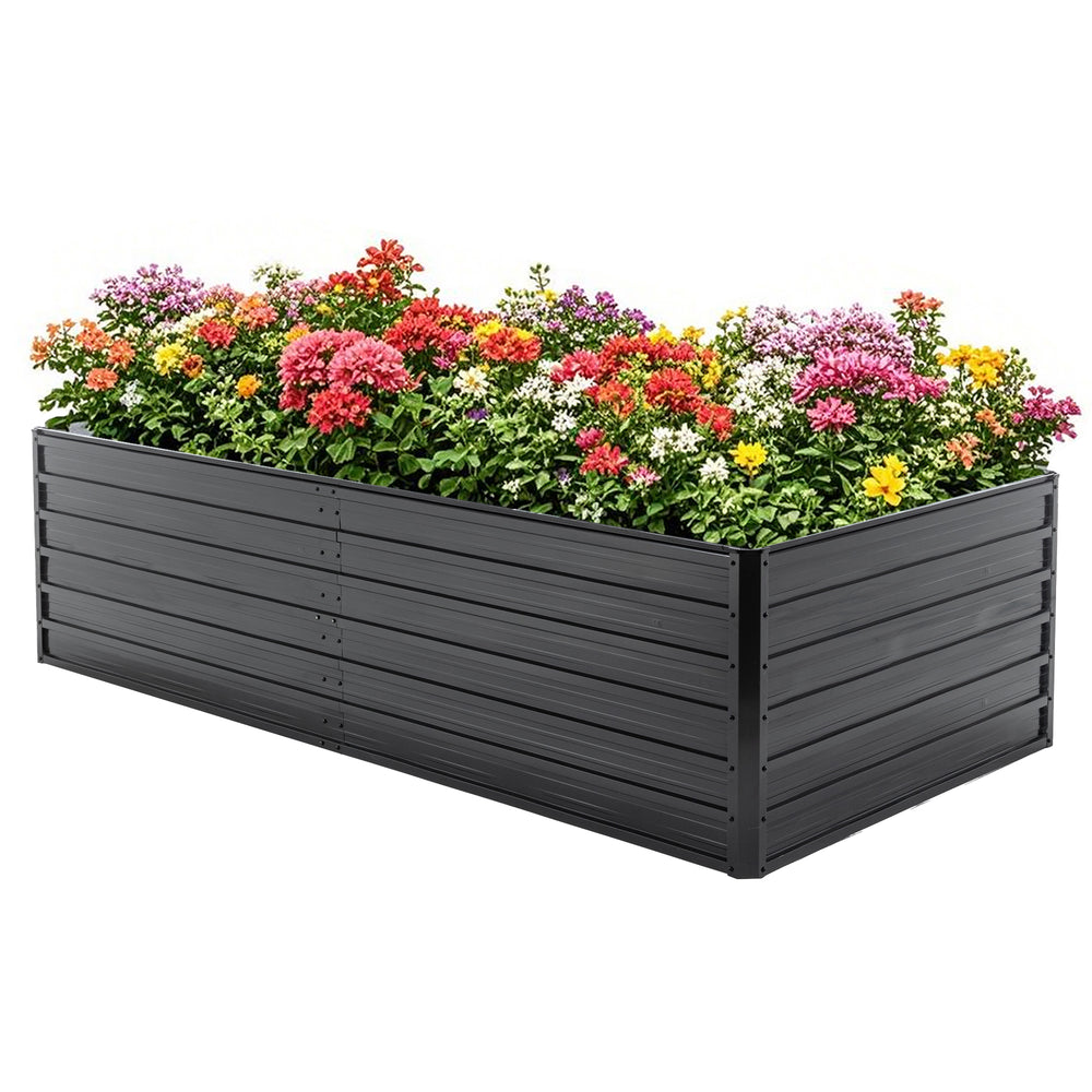 Metal Raised Garden Bed Outdoor 7.2x3.6x2 FT Galvanized Raised Garden Bed Kit,Vegetable Boxes-Rectangle Metal Flower Box,Large Planter Raised Beds Outdoor Garden for Planting,Fruit,Herb-Black Media 9