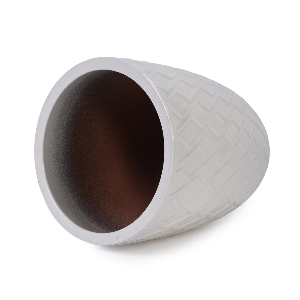 Ceramic Flowerpot, Modern Planter for Patio, Garden, Windowsill - White Media 7