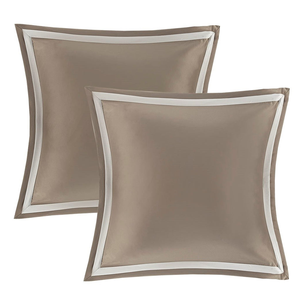 8 Piece Jacquard Comforter Set Tan/Ivory Queen Media 7