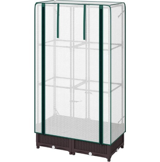 Outdoor Plant Box,Garden Bed with Trellis,with Cover,Drainage Holes and Zipper Door Media 2