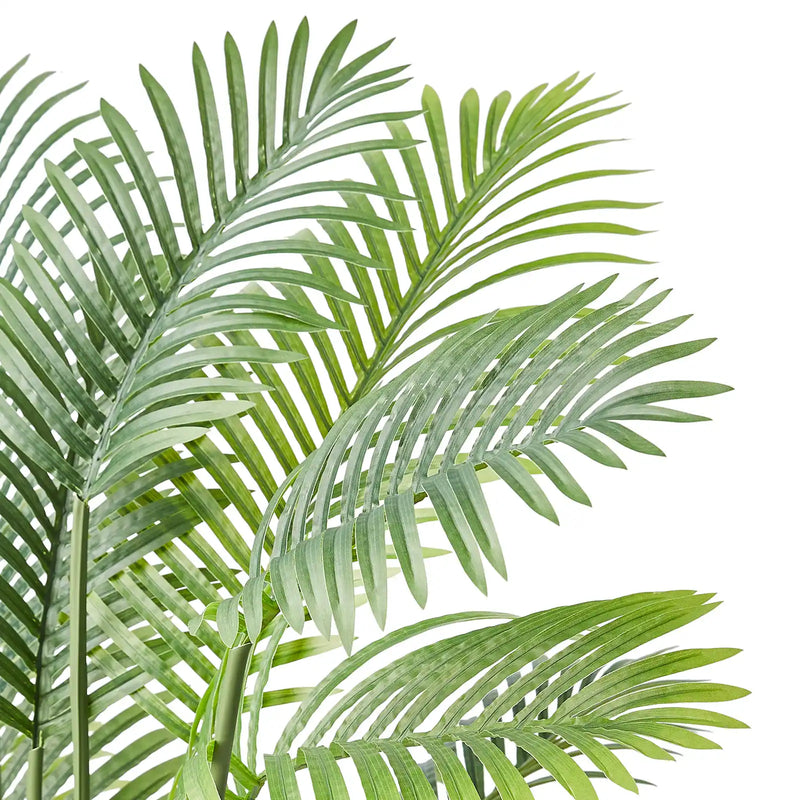 Artificial Palm Tree, 4 FT Tall Faux Plant, Secure PE Material & Anti-Tip Tilt Protection Low-Maintenance Plant, Lifelike Green Fake Tree for Home Office Warehouse Decor Indoor Outdoor