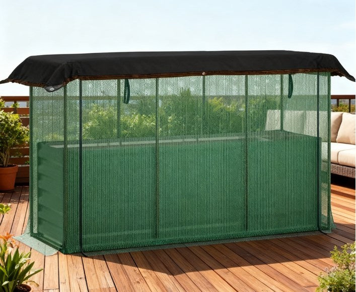 Open Bottom Raised Garden Bed,Galvanized Steel Planter Box,Crop Cage and Shade Cloth with Raised Garden Bed Media 8
