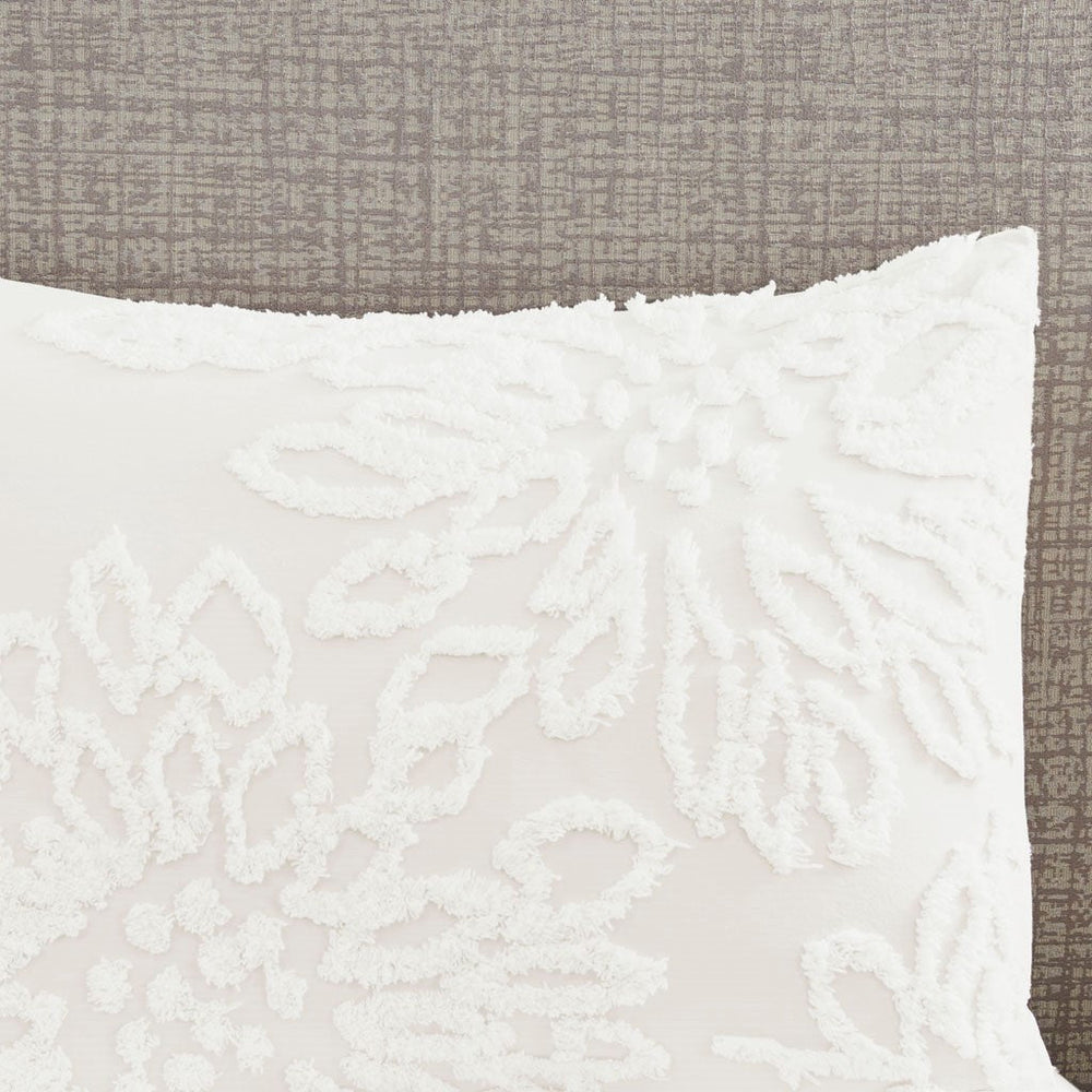 King/Cal King 3 Piece Tufted Cotton Chenille Floral Duvet Cover Set Media 9