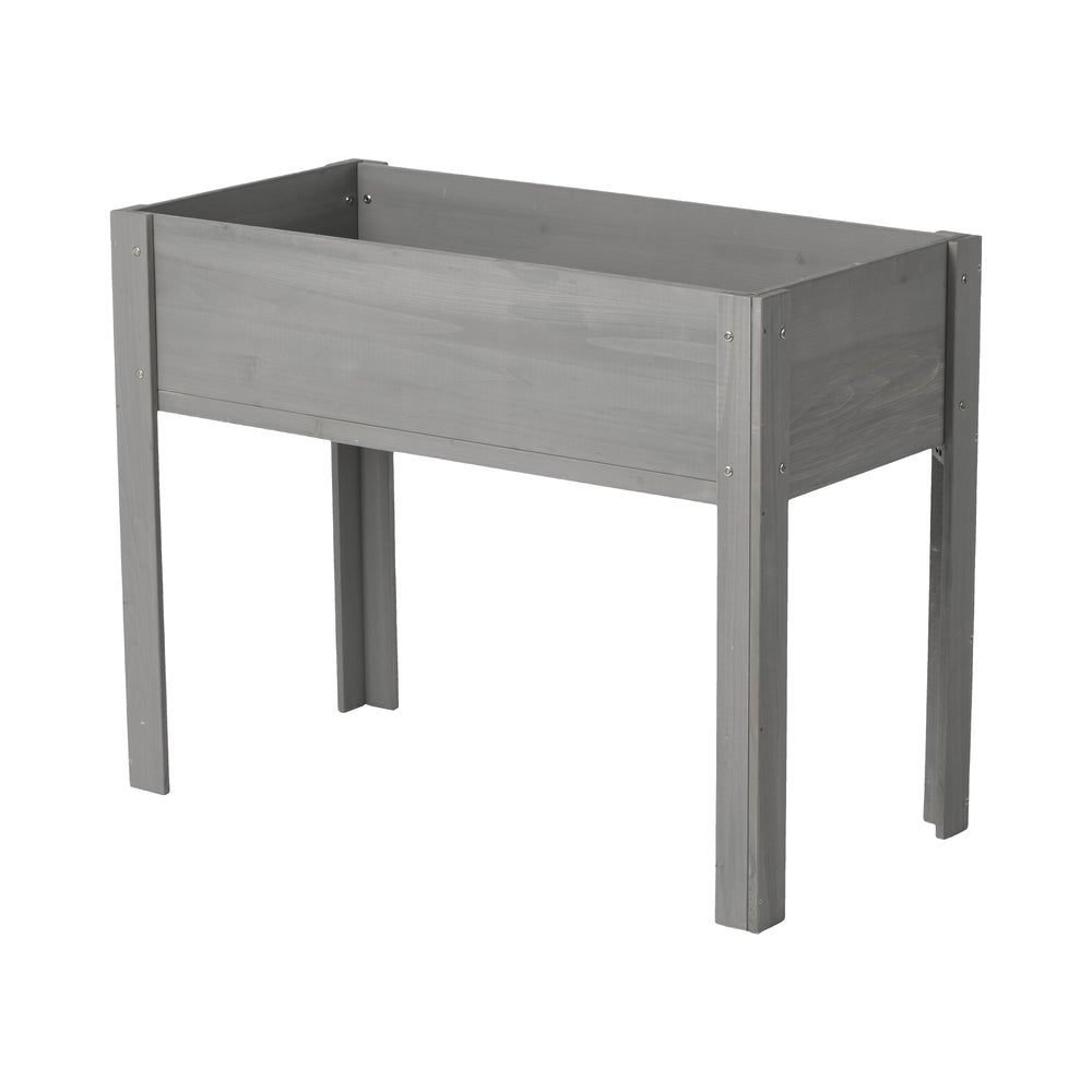 Elevated Wooden Garden Bed 40x20x31 inch with Legs for Outdoor Plants Flowers Fruits Vegetables Herbs in Grey Solid Wood Media 8