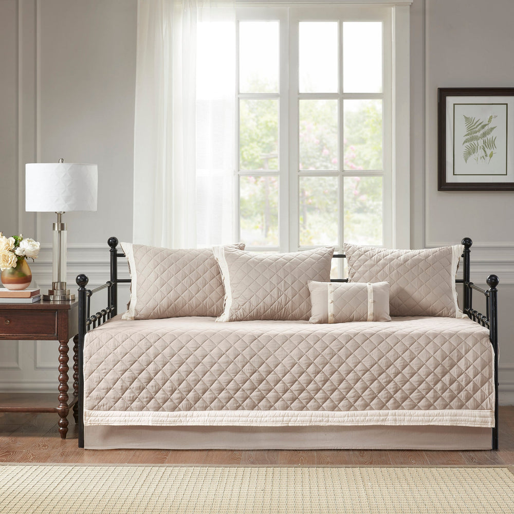 6 Piece Cotton Daybed Cover Set Khaki Daybed Media 10