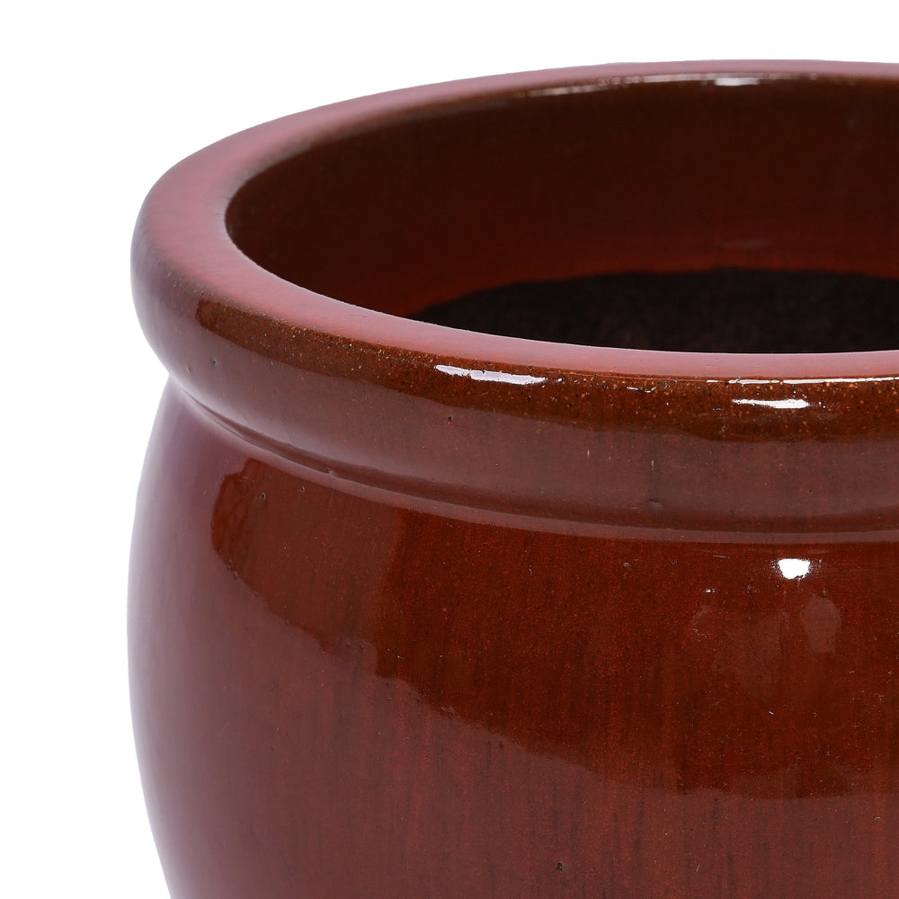 3 Pieces Ceramic Flowerpot, Modern Planter for Patio, Garden or Windowsills - Orange Media 8
