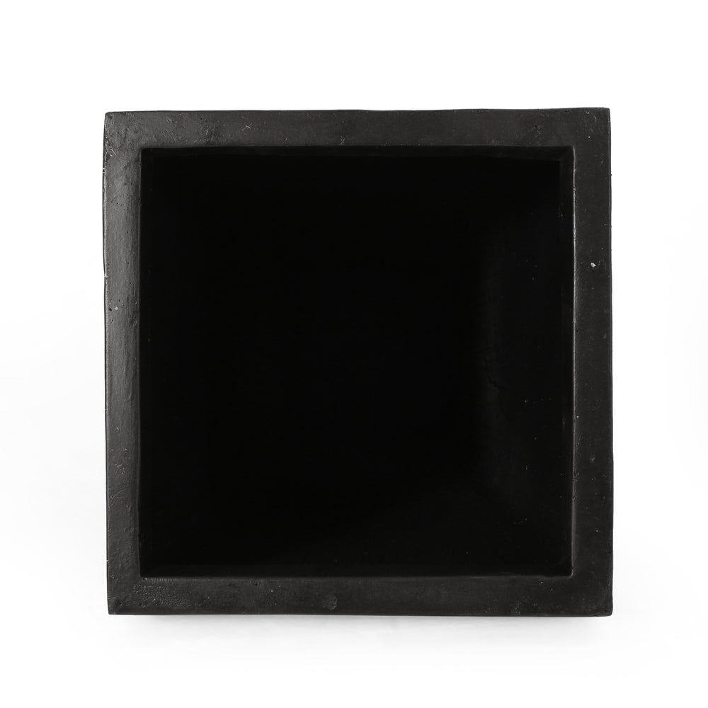 13' Outdoor Modern MGO Small Cast Stone Planter, Black Media 6