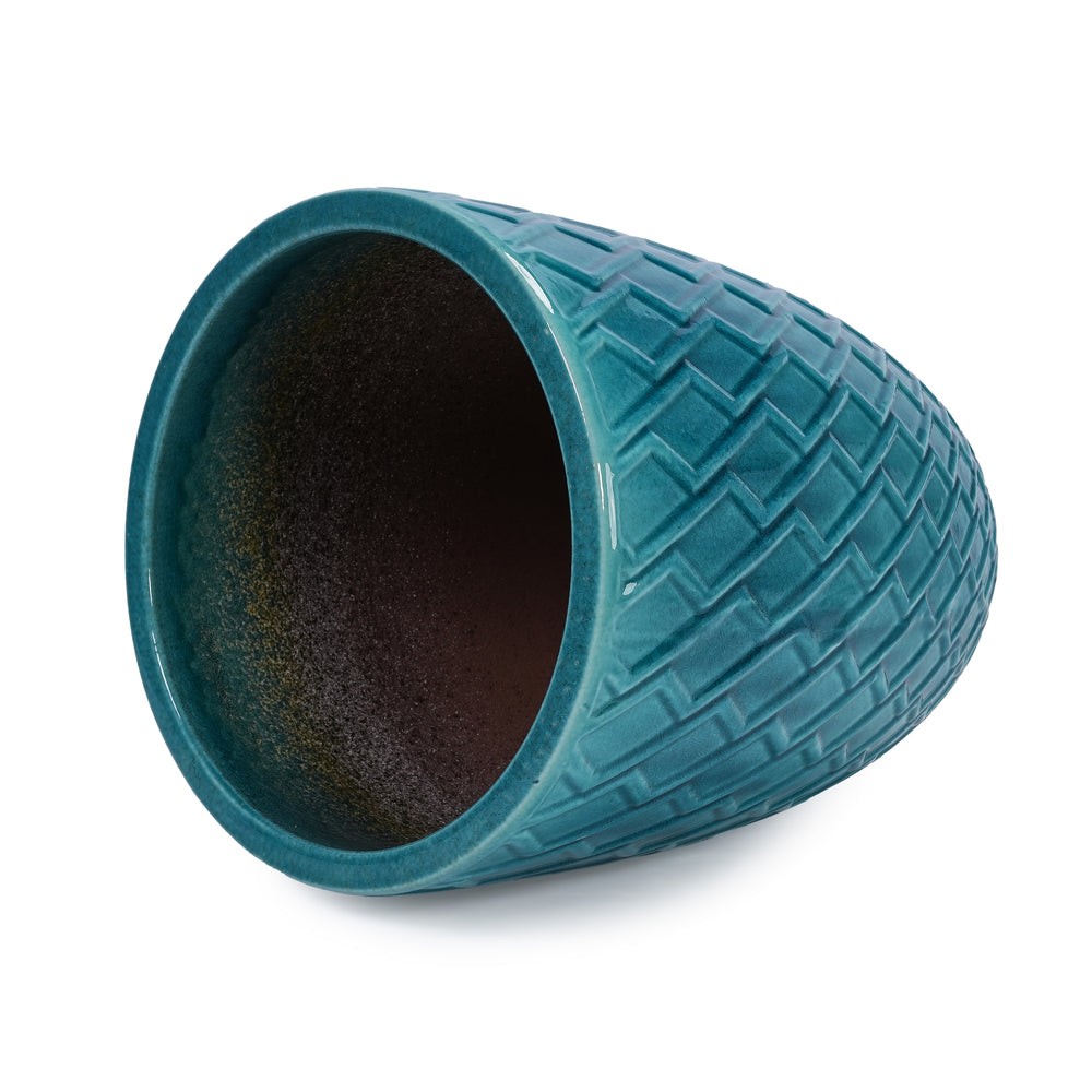 Ceramic Flowerpot, Modern Planter for Patio, Garden, Windowsill - Cyan Media 9