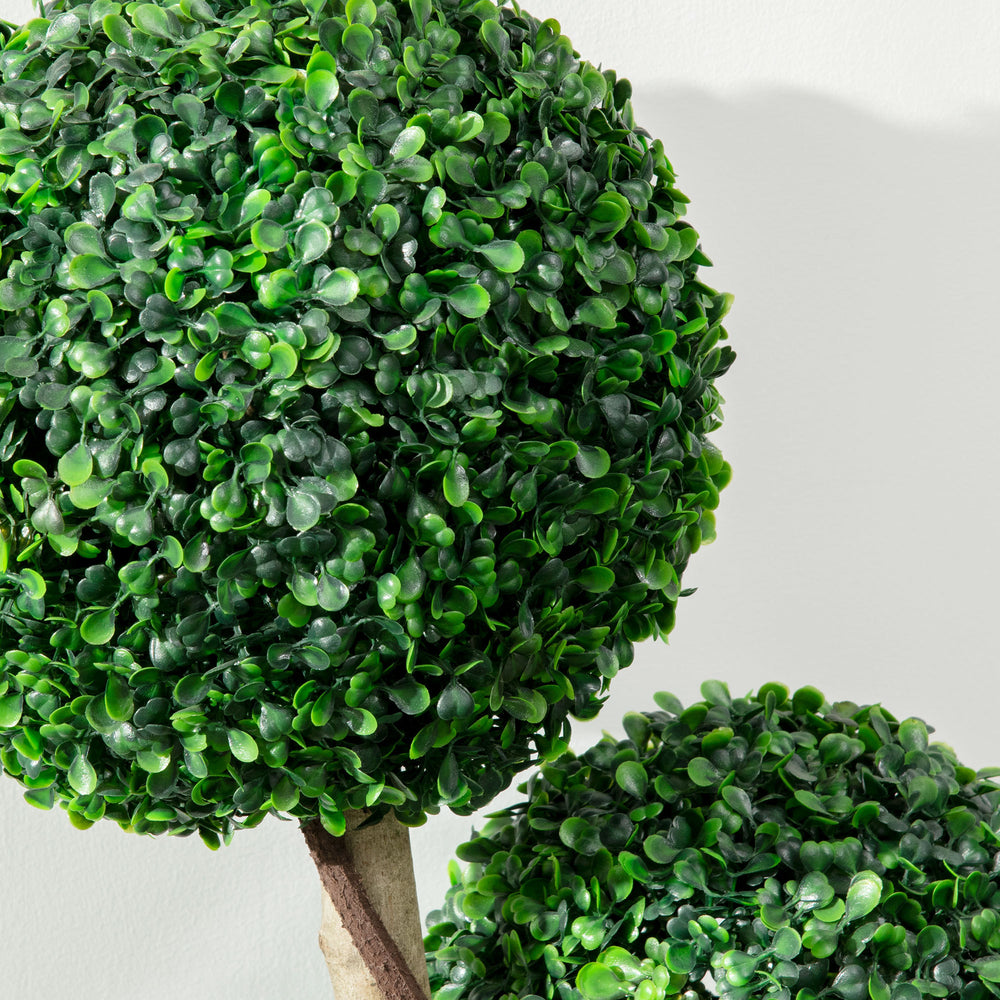 Artificial Plant for Home Decor Indoor & Outdoor Fake Plants Artificial Tree in Pot, 3 Ball Boxwood Topiary Tree for Home Office, Living Room Decor, Dark Green Media 2