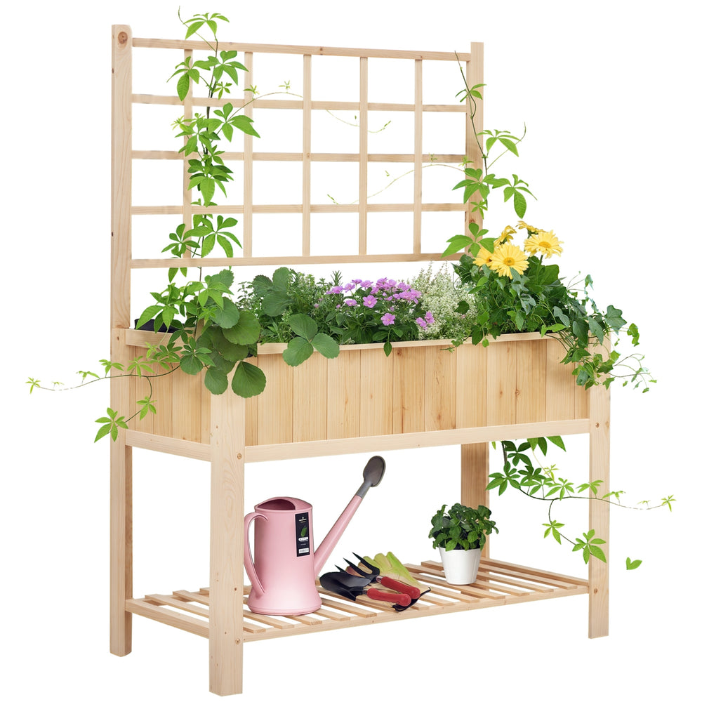 Wooden Raised Garden Bed , Coutryside Style Elevated Planter Box Stand w Media 6