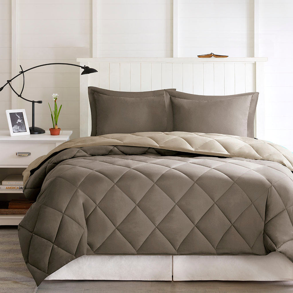 Twin/Twin XL 3M Scotchgard Diamond Quilting Reversible Down Alternative Comforter Set Media 3