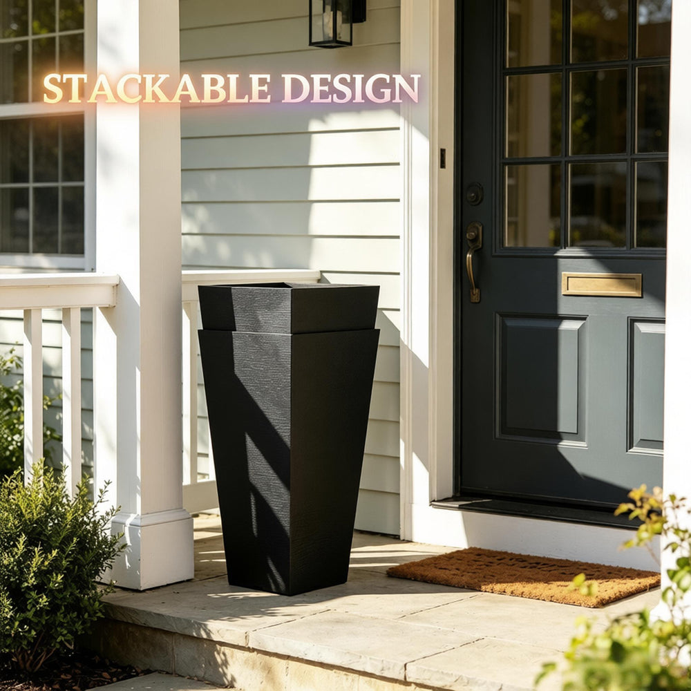Set of 2 Flower Planters,Outdoor Tall Planters,Chic Planters Media 4
