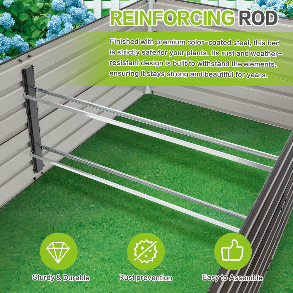 2-Pack 74.6'x35.4'x25' Raised Garden Bed Kit, Metal Elevated Planter Box, Open Drainage Base, 8 Reinforcing Rods, Rustproof Steel with Safety Edging – Easy Assembly for Vegetables, Flowers, Herbs Media 4