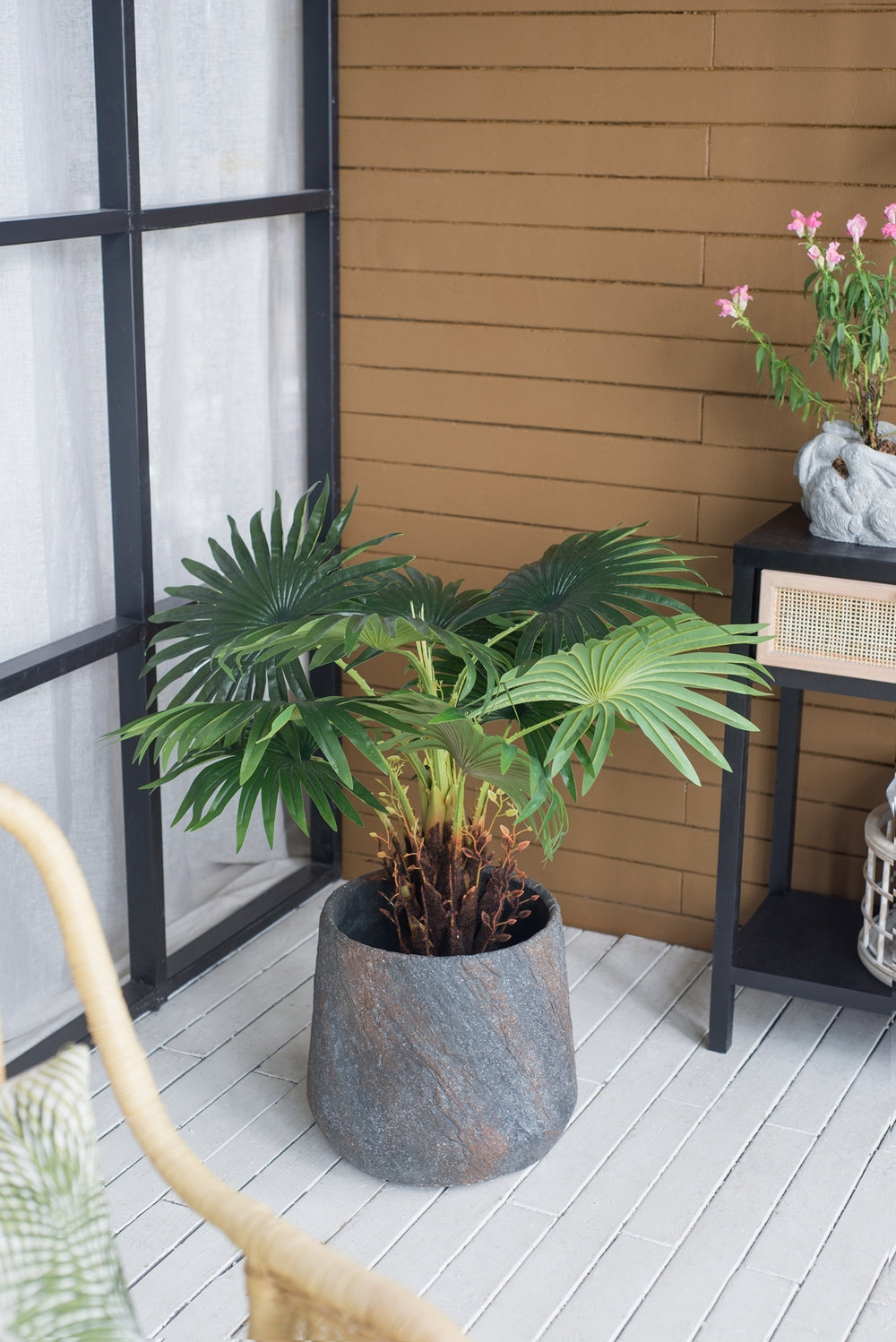 14.2x14.2x13.4' Cement Planter Large, Indoor Outdoor Garden Functional Decor Media 6