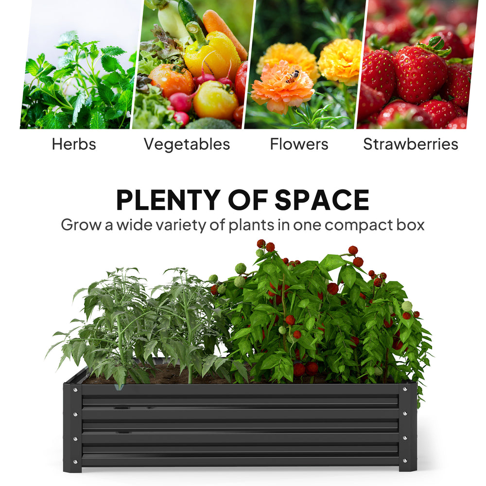Outsunny 4' x 4' x 1' Galvanized Raised Garden Bed, Planter Raised Bed with Steel Frame for Vegetables, Flowers, Plants and Herbs, Gray Media 7