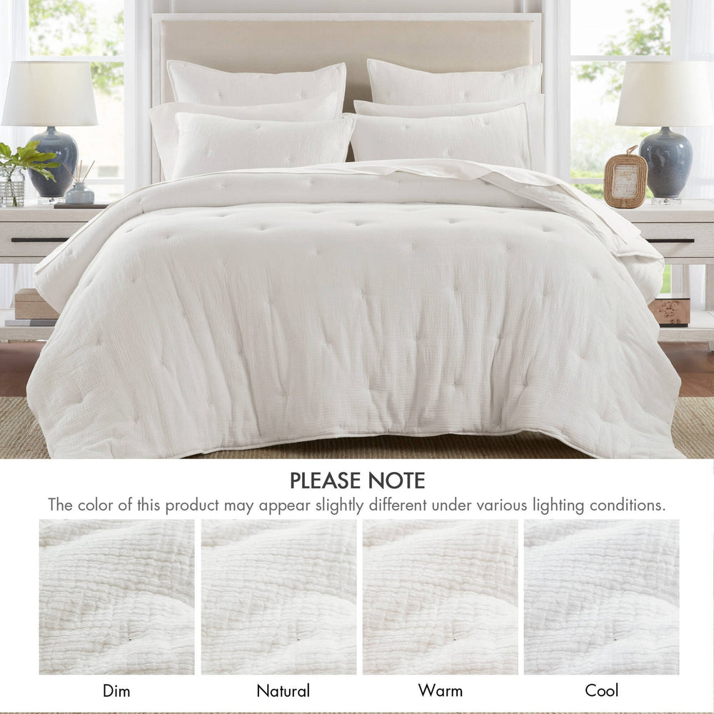 3-Piece King Cotton  Embroidered Quilt Set,White Media 8